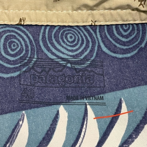 Patagonia Men Swim Trunks Stretch Wavefarer Board Shorts Tree Rings Blue Sz 40 - Picture 5 of 8